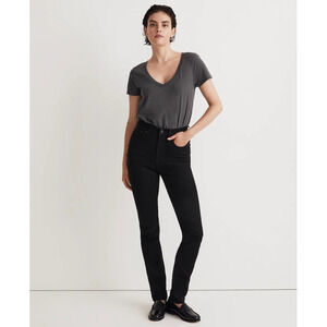 NWT Madewell Stovepipe Jeans in Black Rinse Wash Size 25